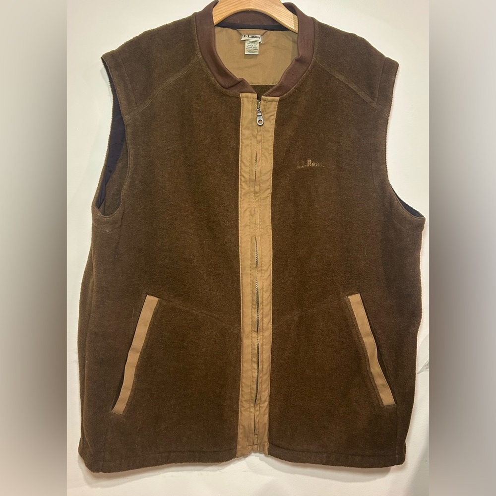 Vintage L.L.Bean Wool Blend Logo Multicolor Zip Up Vest Men’s Size XL
